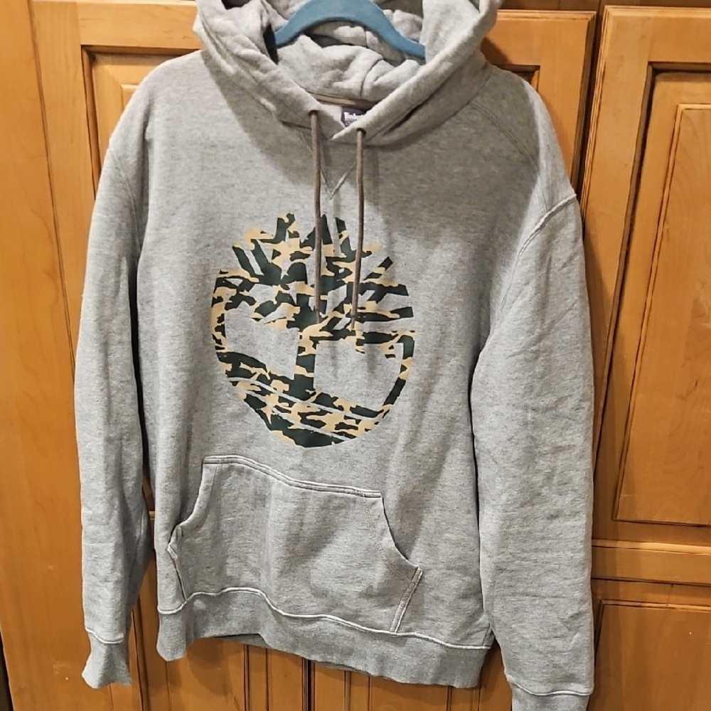Timberland Gray Hoodie with Camo Logo